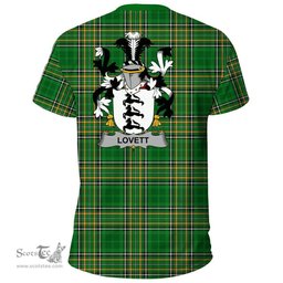 Irish Lovett Coat of Arms Family Crest Ireland T Shirt Irish National Tartan Irish County T Shirts
