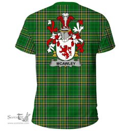 Irish McAwley or McCawley Coat of Arms Family Crest Ireland T Shirt Irish National Tartan Irish County T Shirts