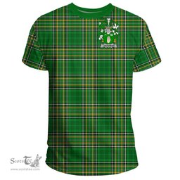 Irish Loughnan or O'Loughnan Coat of Arms Family Crest Ireland T Shirt Irish National Tartan Irish County T Shirts