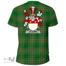 Irish St.John Coat of Arms Family Crest Ireland T Shirt Irish National Tartan Irish County T Shirts