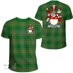Irish St.John Coat of Arms Family Crest Ireland T Shirt Irish National Tartan Irish County T Shirts