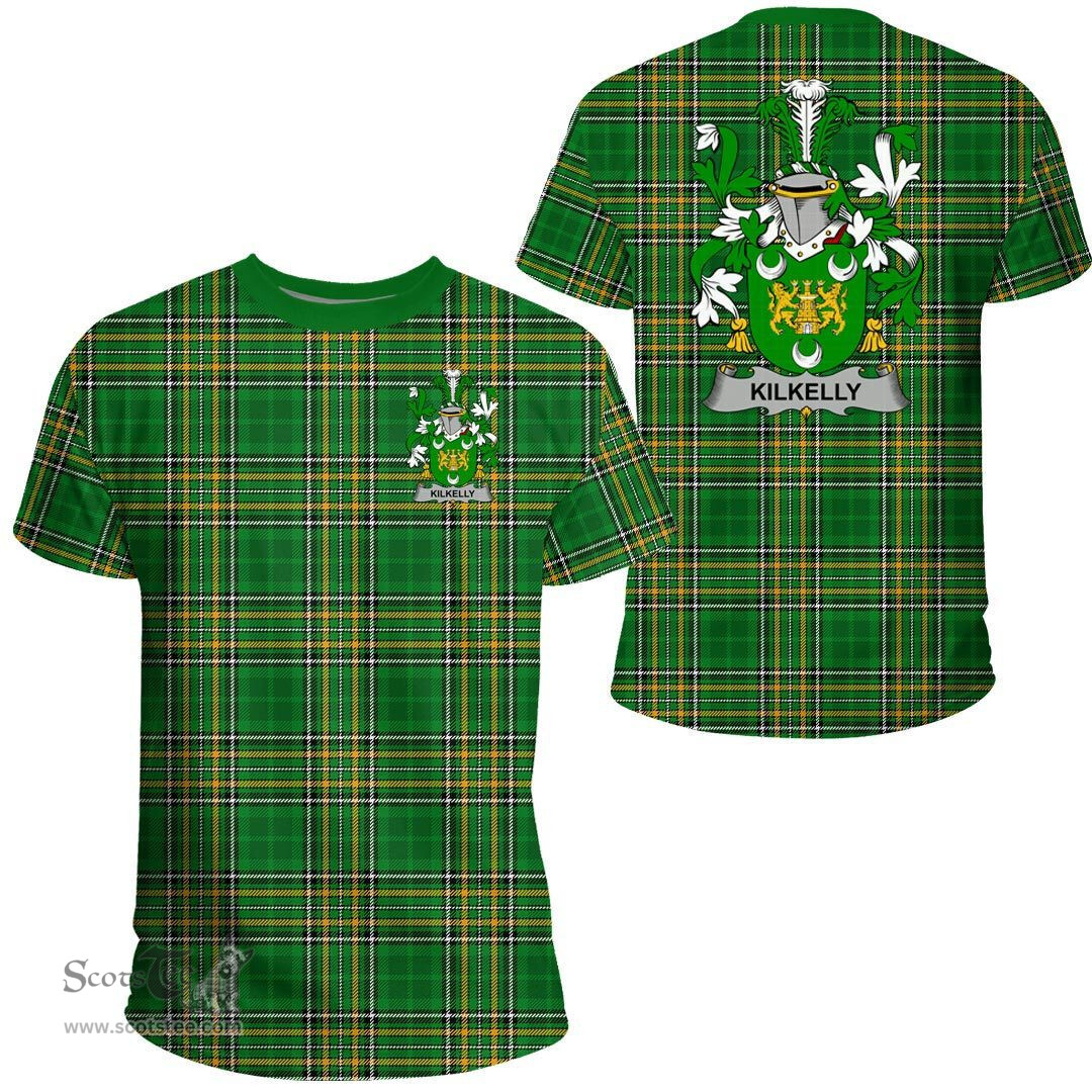 Irish Kilkelly or Killikelly Coat of Arms Family Crest Ireland T Shirt Irish National Tartan Irish County T Shirts