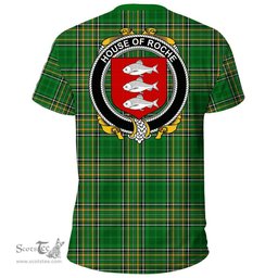 Irish House of ROCHE Coat of Arms Family Crest Ireland T Shirt Irish National Tartan Irish County T Shirts