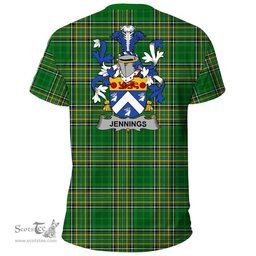 Irish Jennings or Jennyns Coat of Arms Family Crest Ireland T Shirt Irish National Tartan Irish County T Shirts