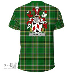 Irish Levett or Lyvett Coat of Arms Family Crest Ireland T Shirt Irish National Tartan Irish County T Shirts