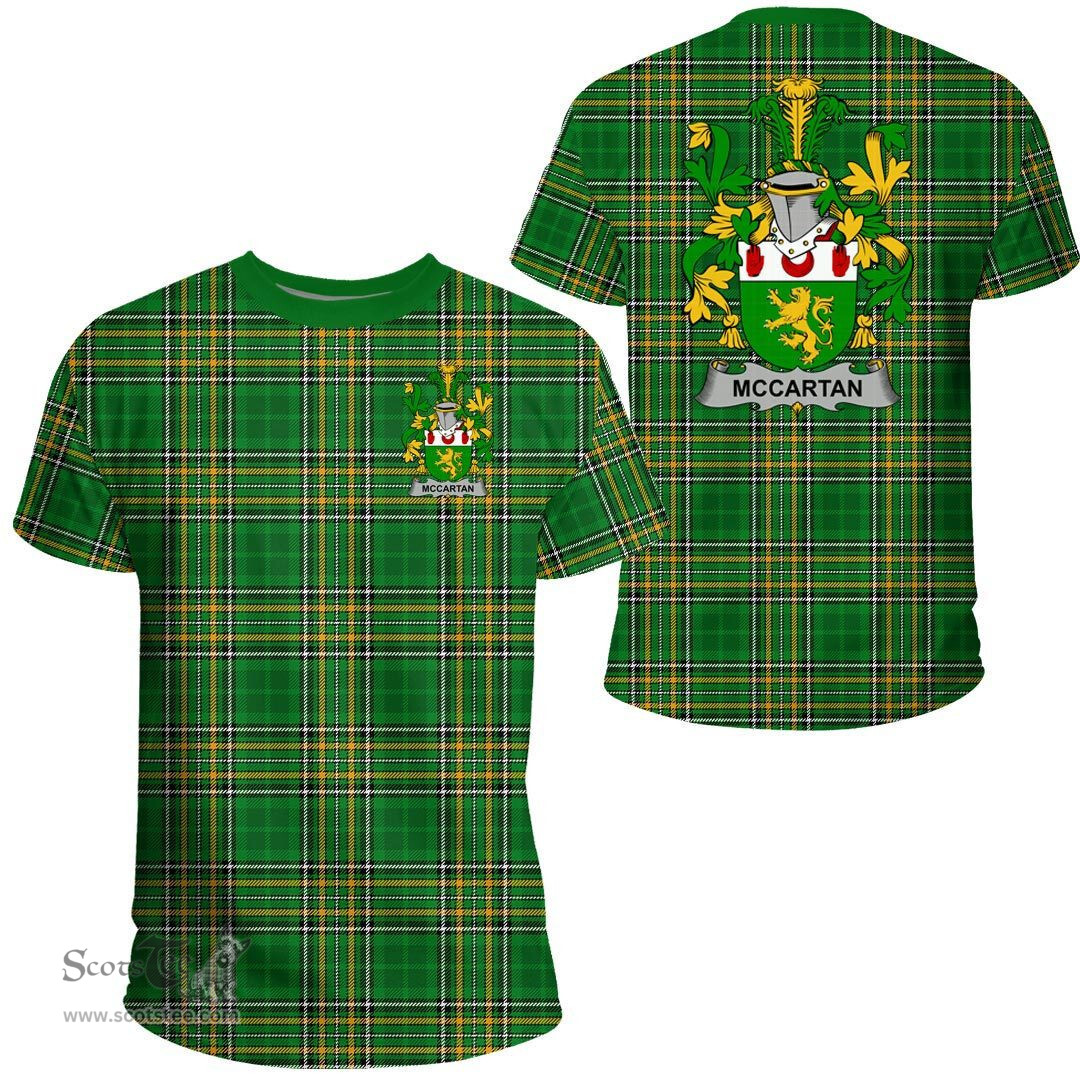 Irish McCartan Coat of Arms Family Crest Ireland T Shirt Irish National Tartan Irish County T Shirts
