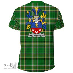 Irish McLoughlin or Loughlin Coat of Arms Family Crest Ireland T Shirt Irish National Tartan Irish County T Shirts