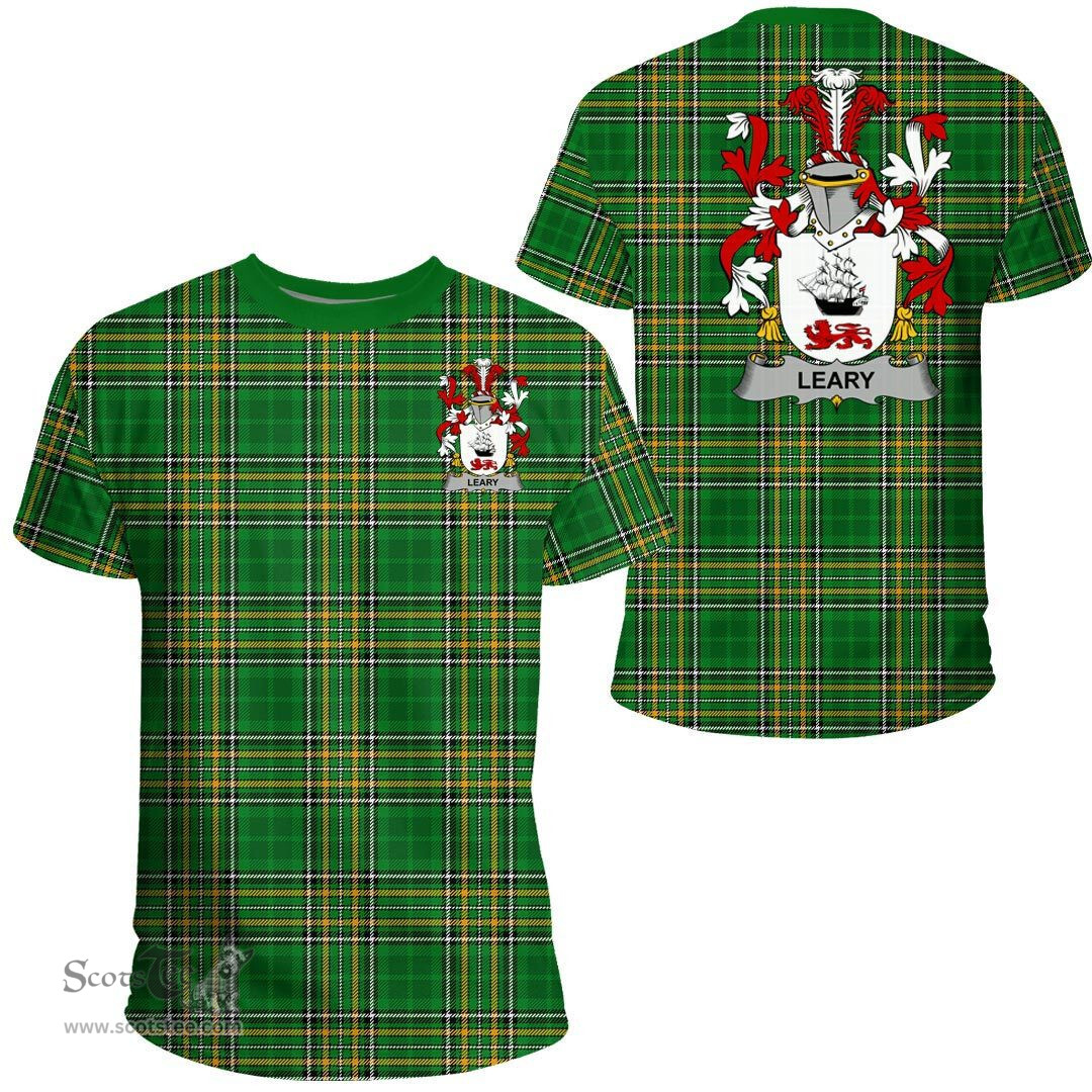 Irish Leary or O'Leary Coat of Arms Family Crest Ireland T Shirt Irish National Tartan Irish County T Shirts