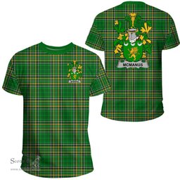 Irish McManus Coat of Arms Family Crest Ireland T Shirt Irish National Tartan Irish County T Shirts