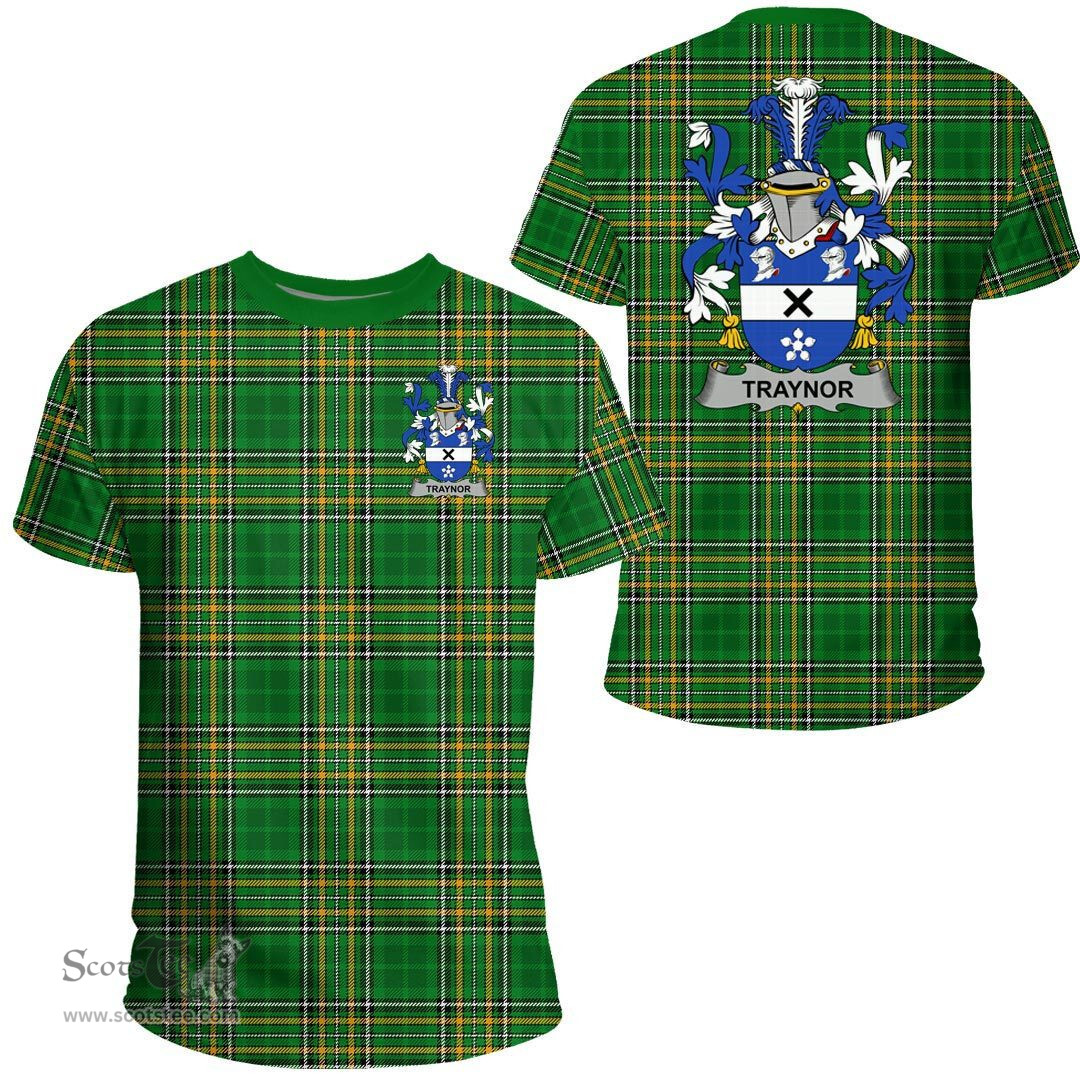 Irish Traynor or Trainer Coat of Arms Family Crest Ireland T Shirt Irish National Tartan Irish County T Shirts