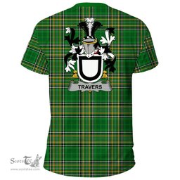 Irish Travers Coat of Arms Family Crest Ireland T Shirt Irish National Tartan Irish County T Shirts