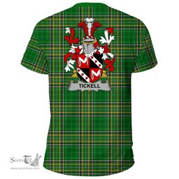 Irish Tickell Coat of Arms Family Crest Ireland T Shirt Irish National Tartan Irish County T Shirts