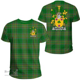 Irish Vandeleur Coat of Arms Family Crest Ireland T Shirt Irish National Tartan Irish County T Shirts