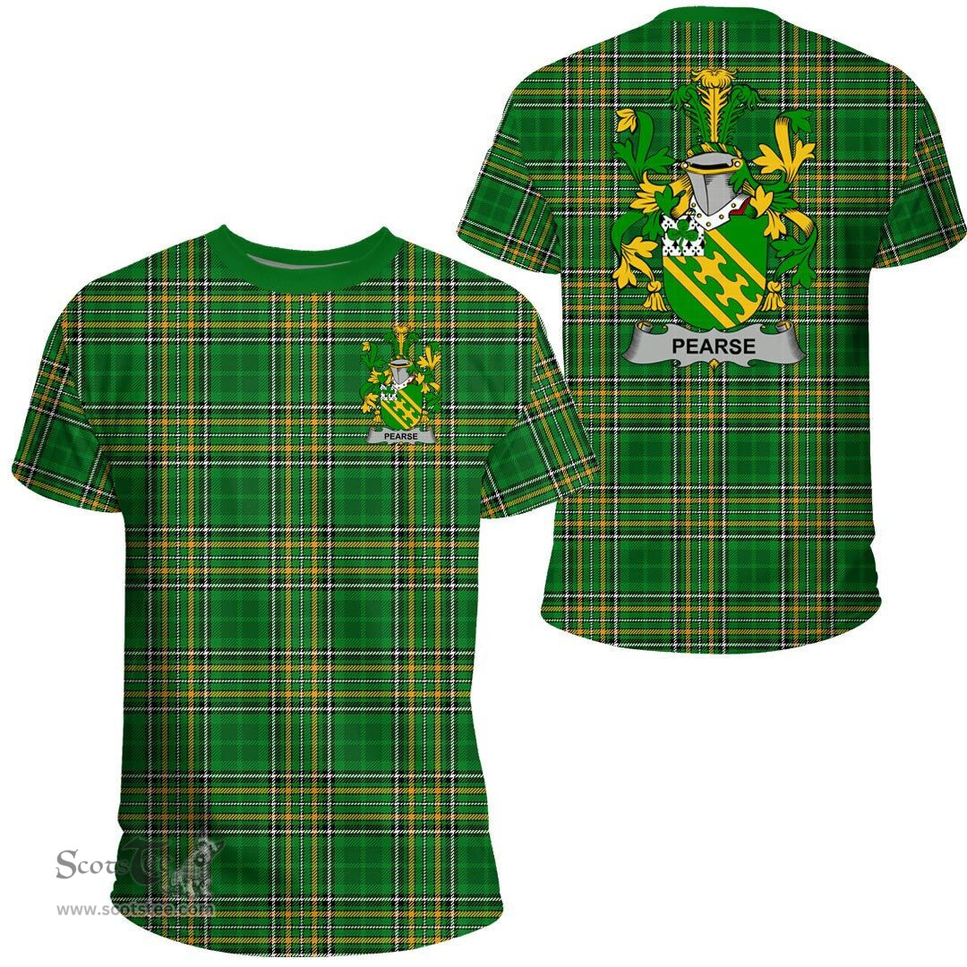 Irish Pearse Coat of Arms Family Crest Ireland T Shirt Irish National Tartan Irish County T Shirts