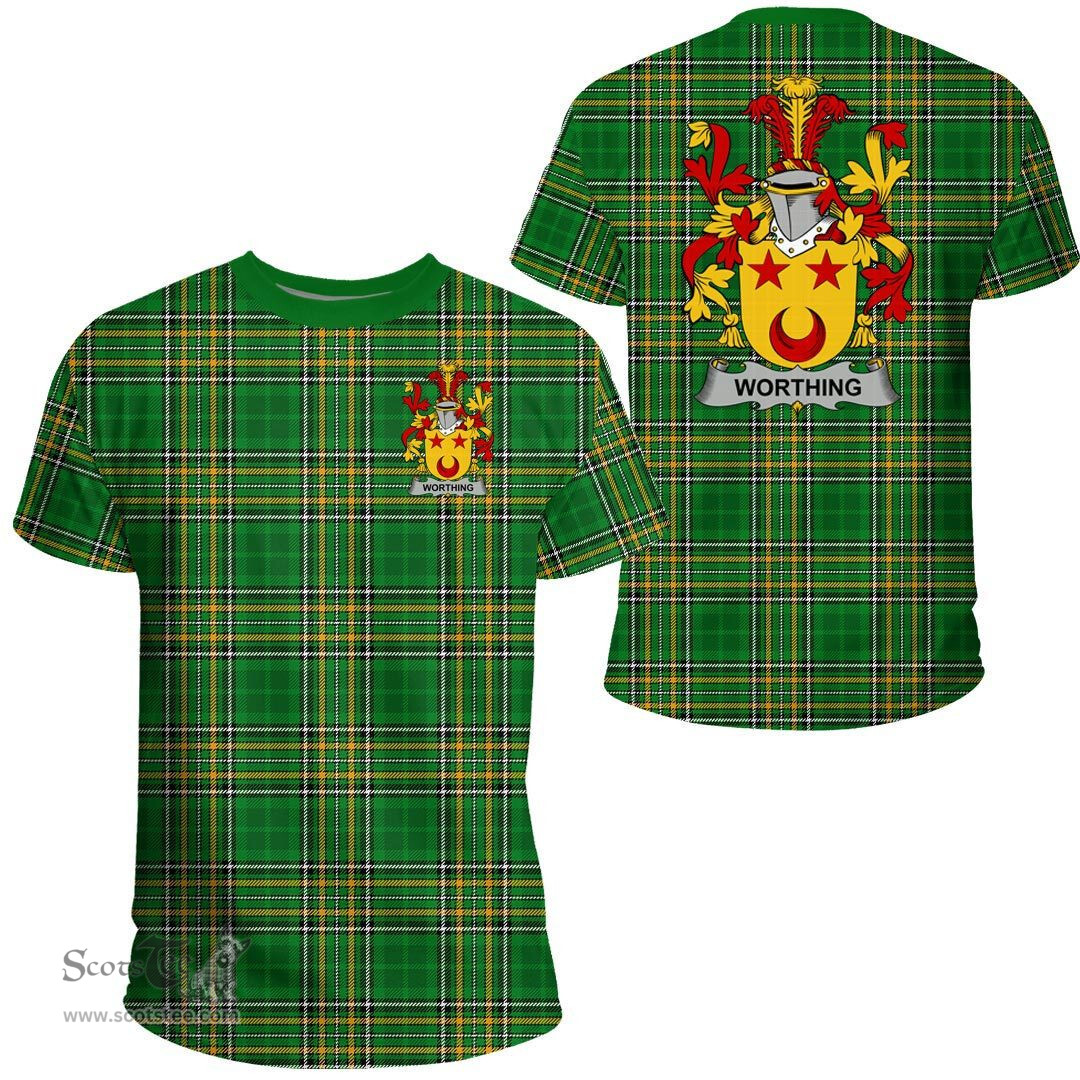 Irish Worthing Coat of Arms Family Crest Ireland T Shirt Irish National Tartan Irish County T Shirts