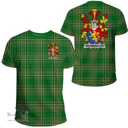 Irish Wormington Coat of Arms Family Crest Ireland T Shirt Irish National Tartan Irish County T Shirts