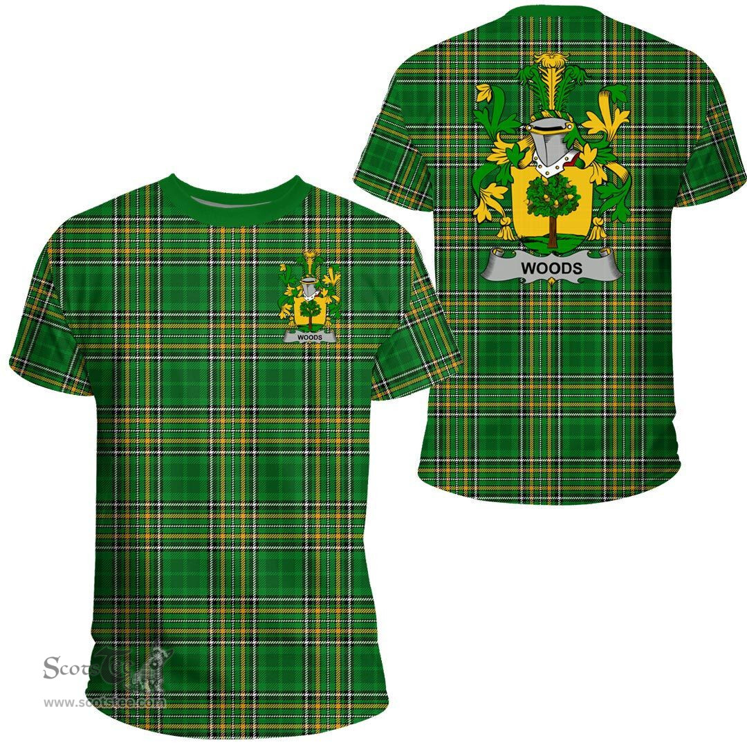 Irish Woods Coat of Arms Family Crest Ireland T Shirt Irish National Tartan Irish County T Shirts