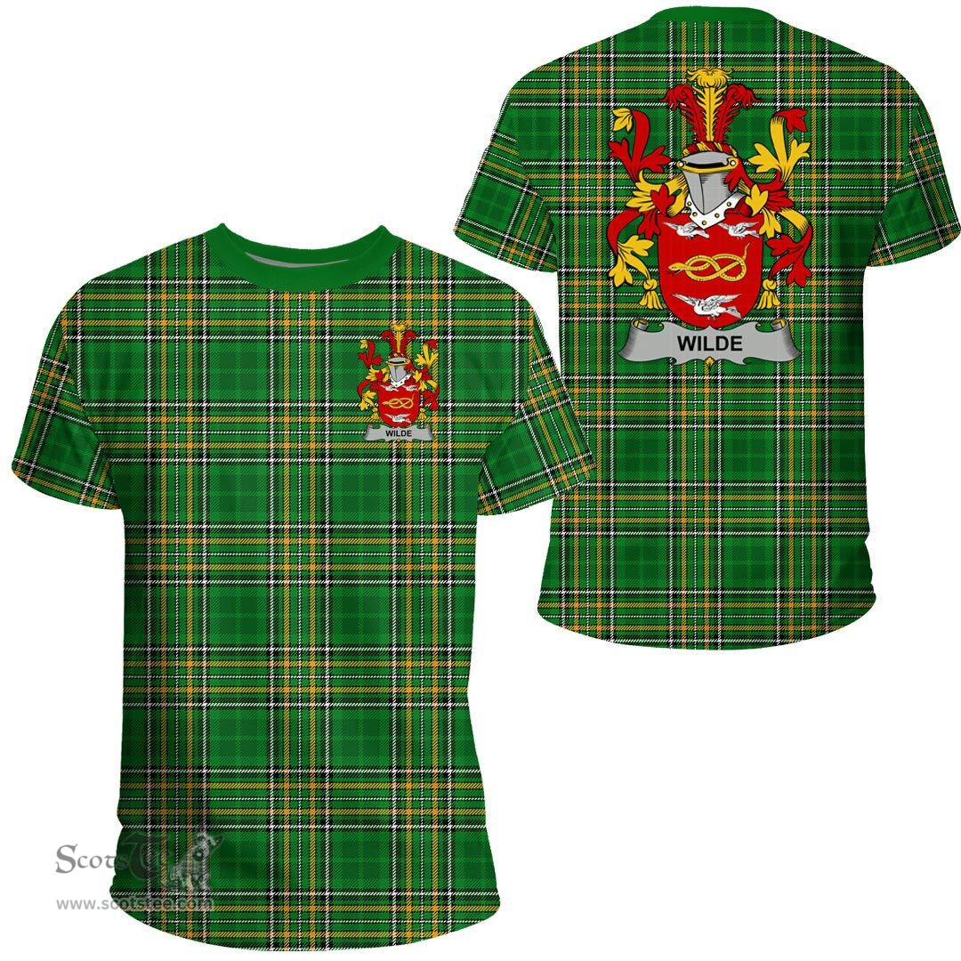Irish Wilde Coat of Arms Family Crest Ireland T Shirt Irish National Tartan Irish County T Shirts