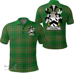 Scottish Cullen or McCullen Coat of Arms Family Crest Ireland Polo Shirt - Irish National Tartan Irish County Polo Shirt