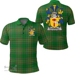 Scottish Donnellan or O'Donnellan Coat of Arms Family Crest Ireland Polo Shirt - Irish National Tartan Irish County Polo Shirt