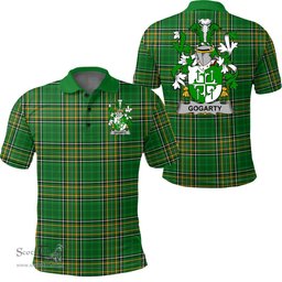 Scottish Gogarty Coat of Arms Family Crest Ireland Polo Shirt - Irish National Tartan Irish County Polo Shirt
