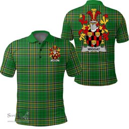 Scottish Wiggat Coat of Arms Family Crest Ireland Polo Shirt - Irish National Tartan Irish County Polo Shirt