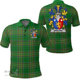Scottish English Coat of Arms Family Crest Ireland Polo Shirt - Irish National Tartan Irish County Polo Shirt