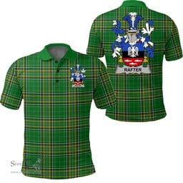 Scottish Rafter Coat of Arms Family Crest Ireland Polo Shirt - Irish National Tartan Irish County Polo Shirt
