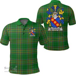 Scottish McFadden or McFadyen Coat of Arms Family Crest Ireland Polo Shirt - Irish National Tartan Irish County Polo Shirt