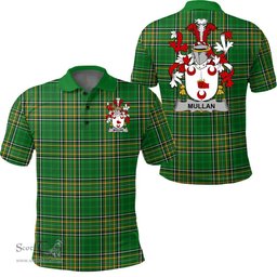 Scottish Mullan Coat of Arms Family Crest Ireland Polo Shirt - Irish National Tartan Irish County Polo Shirt