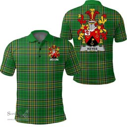 Scottish Keyes Coat of Arms Family Crest Ireland Polo Shirt - Irish National Tartan Irish County Polo Shirt