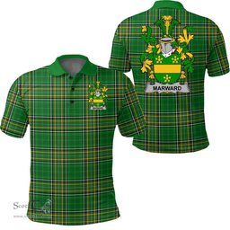 Scottish Marward Coat of Arms Family Crest Ireland Polo Shirt - Irish National Tartan Irish County Polo Shirt