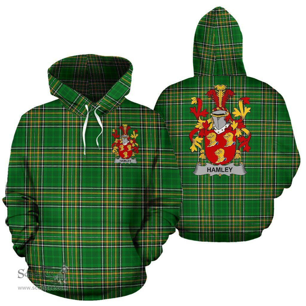 Scottish Hamley Coat of Arms Family Crest Ireland Hoodie Irish National Tartan Irish County Hoodie