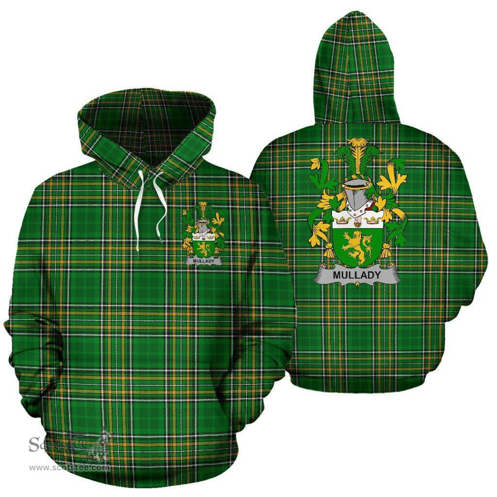 Scottish Mullady or O'Mullady Coat of Arms Family Crest Ireland Hoodie Irish National Tartan Irish County Hoodie