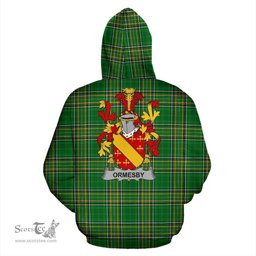Scottish Ormesby Coat of Arms Family Crest Ireland Hoodie Irish National Tartan Irish County Hoodie