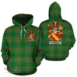 Scottish Ormesby Coat of Arms Family Crest Ireland Hoodie Irish National Tartan Irish County Hoodie