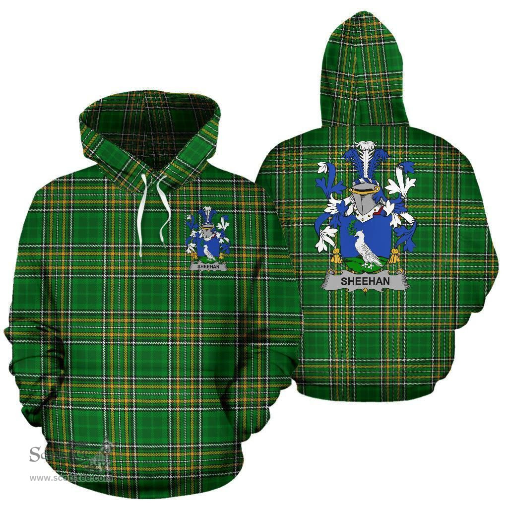Scottish Sheehan or O'Sheehan Coat of Arms Family Crest Ireland Hoodie Irish National Tartan Irish County Hoodie