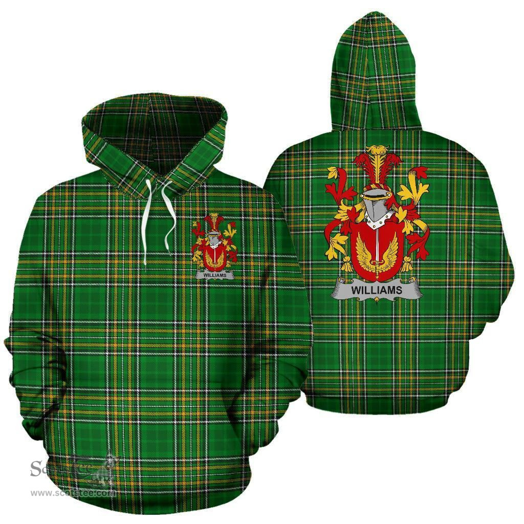 Scottish Williams Coat of Arms Family Crest Ireland Hoodie Irish National Tartan Irish County Hoodie
