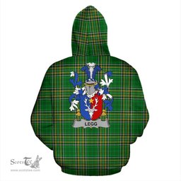Scottish Legg or Legge Coat of Arms Family Crest Ireland Hoodie Irish National Tartan Irish County Hoodie