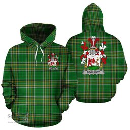Scottish Donlevy or O'Donlevy Coat of Arms Family Crest Ireland Hoodie Irish National Tartan Irish County Hoodie
