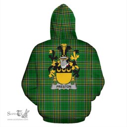 Scottish Preston Coat of Arms Family Crest Ireland Hoodie Irish National Tartan Irish County Hoodie
