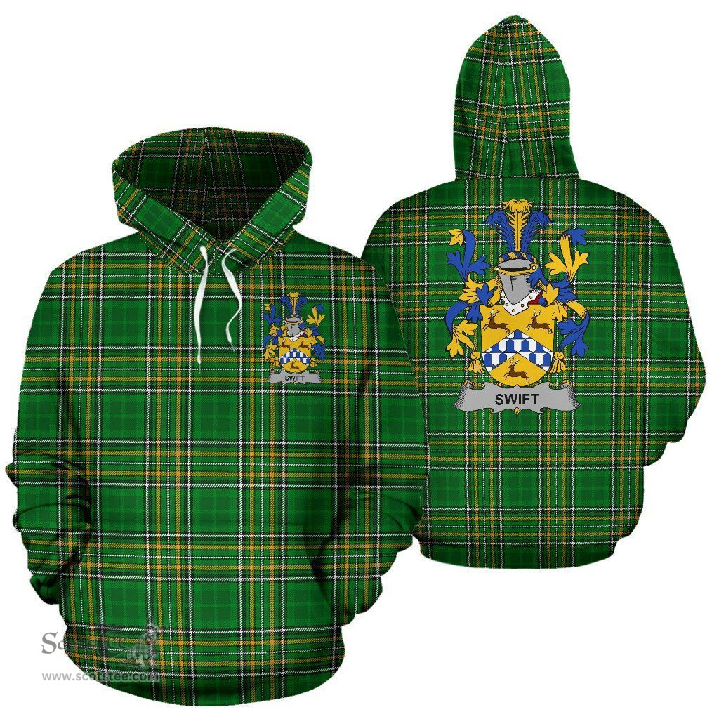 Scottish Swift Coat of Arms Family Crest Ireland Hoodie Irish National Tartan Irish County Hoodie