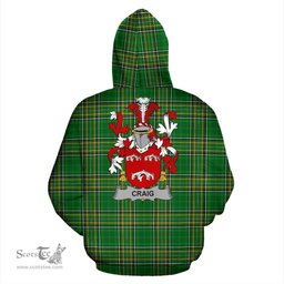 Scottish Craig Coat of Arms Family Crest Ireland Hoodie Irish National Tartan Irish County Hoodie