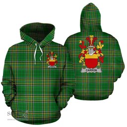 Scottish Carron Coat of Arms Family Crest Ireland Hoodie Irish National Tartan Irish County Hoodie