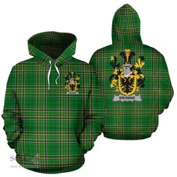 Scottish Browne Coat of Arms Family Crest Ireland Hoodie Irish National Tartan Irish County Hoodie