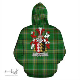 Scottish Grady or O'Grady Coat of Arms Family Crest Ireland Hoodie Irish National Tartan Irish County Hoodie