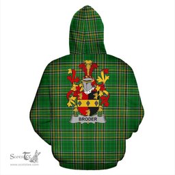 Scottish Broder or O'Broder Coat of Arms Family Crest Ireland Hoodie Irish National Tartan Irish County Hoodie