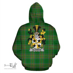 Scottish Glennon or Glenane Coat of Arms Family Crest Ireland Hoodie Irish National Tartan Irish County Hoodie