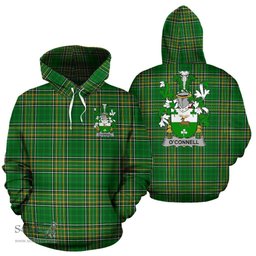 Scottish Connell or O'Connell Coat of Arms Family Crest Ireland Hoodie Irish National Tartan Irish County Hoodie