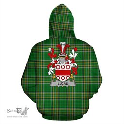 Scottish Lucas or Luke Coat of Arms Family Crest Ireland Hoodie Irish National Tartan Irish County Hoodie